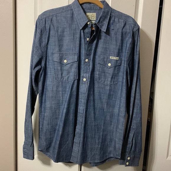 Lucky Brand Tops - NWOT Lucky Brand Jean linen look western Top sz M long sleeve button up